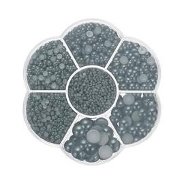 PATIKIL 5645 Piezas de Perlas de Resina de Media Esfera Para, 7 Tamaños de Perlas de Resina de Media Esfera para Decoración de Uñas Diy, Decoración, En Color Gris Plata Oscuro