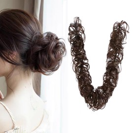 HAPVITAL Bun Wig, Kimono Dress, Chignon, Shichi-Go-San Hair Ornament, Wig, Curly Rope Wig, Bun Point Wig, Hair Extension, Curled Wig, Partial Wig, Heat Resistant, Natural Black (Dark Brown)