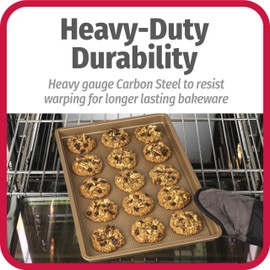 GoodCook BestBake Nonstick Textured Carbon Steel Cookie Sheet, 11" x 17", Large Baking Sheet, Even Heating, Scratch-Resistant, Non-Toxic, Durable, Ideal for Baking and Sheet Pan Dinners