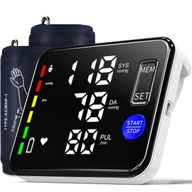 GUAEVER Blood Pressure Monitor Upper Arm Blood Pressure Monitors for Home Use with 9"-17" and 15"-21.7" Bp Cuff, Large Screen Rechargeable Bp Machine, 2x120 Memory, Voice Broadcast, Built-in Lithium Battery