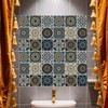 CHGCRAFT 18 Pcs 9 Style Tile Stickers Blue Brown Geometric