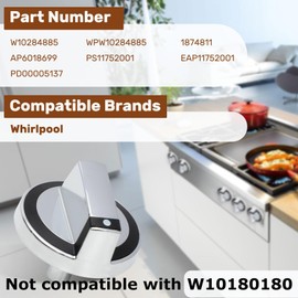 Upgraded W10284885 Control Knob 5 Pack Compatible with Whirlpool W10284885,WPW10284885,1874811,AP6018699,PS11752001,EAP11752001,PD00005137(5 Pack)