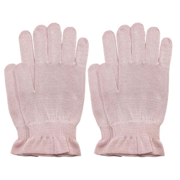 Silk Gloves, Prevents Rough Hands, Moisturizing, Hand Care While Sleeping, Good Morning Feeling, Relaxed, Gentle Fit, Made in Japan, Pink, 2 Pairs