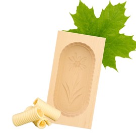 HOFMEISTER® Wooden Butter Mould for 250 g Butter, 19 cm, Edelweiss Motif, Handmade in Germany, Shape for Butter for Decorating, Square Camber Shape, Butter Model from Native Maple