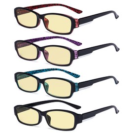 Eyekepper 4-pack Reading Glasses Blue Light Blocking for Women Yellow Tinted +3.00
