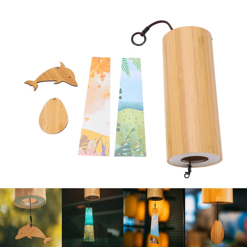 Bamboo Wind Chimes Metal Waterproof Japanese Chord Windchime Windbell for