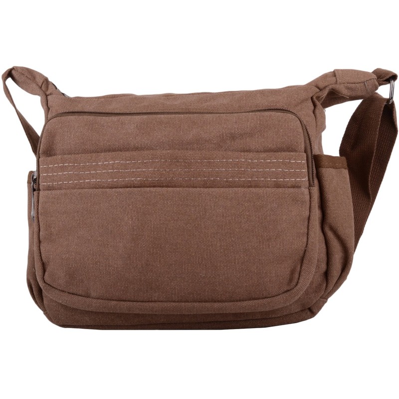 WYE LEATHER Womens/Mens Canvas Work/Travel/Holiday Shoulder/Small Messenger Bag - Brown