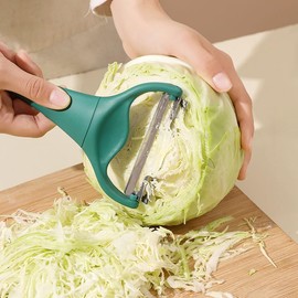 Stainless Steel Cabbage Peeler with Julienne Slicer, Dark Green