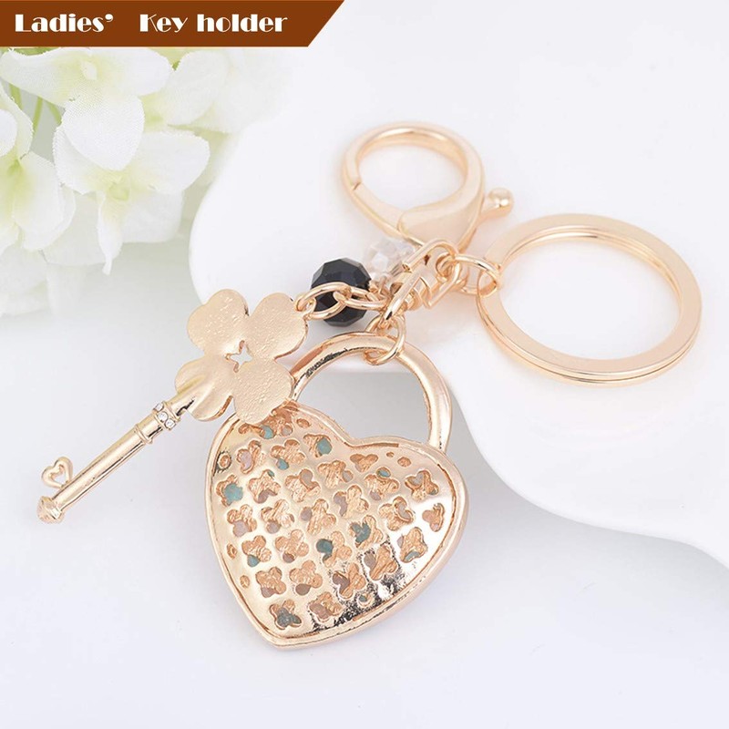 Rigral Heart Key Holder, Bag Charm, Key Ring, Quatrefoil Clover,