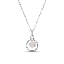 Amberta Lumini Women's Necklace with Pendant 925 Sterling Silver with Simulated Birthstone, Sterling Silver, Cubic Zirconia