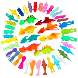 Vinsot 40 Pcs Finger Slingshot Animal Toys Chicken Dinosaur Finger Traps Animal Slingshots Catapult Toys Funny Flicking Chicken Flying Turkey Flingers for Kids Adult Flying Games and Party Favors