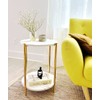 Gold End Table Faux Marble Side Table Small Round Nightstand