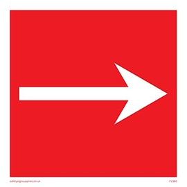 Viking Signs fv360-s10-1m Straight Fire Equipment Sign, 1 mm Plastic Arrow Semi-Rigid, 100 mm H x 100 mm W