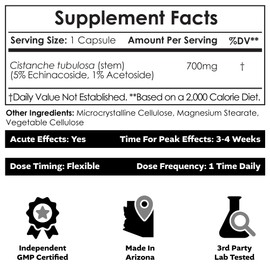 Nootropics Depot Cistanche tubulosa Capsules | 700mg | 5% Echinacoside + 1% Verbascoside (Acetoside) | 60 Count