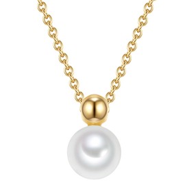 Valero Pearls Women's Necklace 925 Sterling Silver with Freshwater Cultured Pearl Approx. 7.0-8.0 mm, Silver