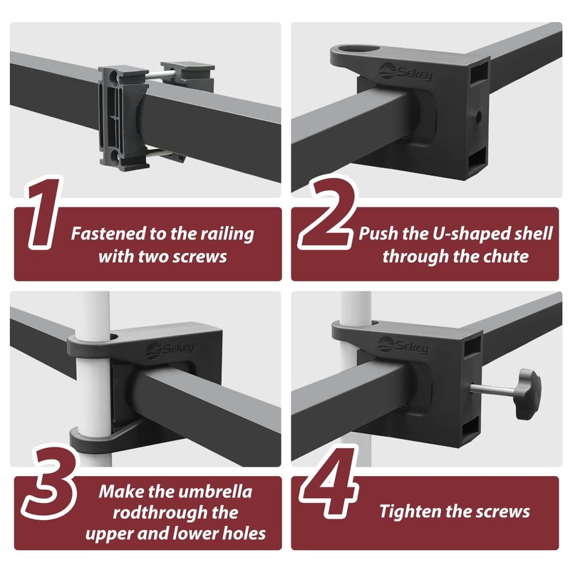 Sekey Parasol Holder Balcony Railing, Parasol Balcony Bracket