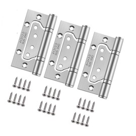 3pcs 4Inch Home Door Hinges Ball Bearing Small Flush Hinge Non-Mortise Stainless Steel Brushed Nickel Smooth and Silent Movement Replacement Ball Bearing Mute (Silver)