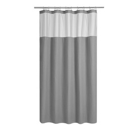 N&Y HOME 60 Inch Waffle Weave Shower Curtain with Snap-in Fabric Liner & 12 Metal Hooks Set - 60" x 72" Shower Stall Size, Hotel Style & Mesh Top Window, Machine Washable - Gray, 60x72