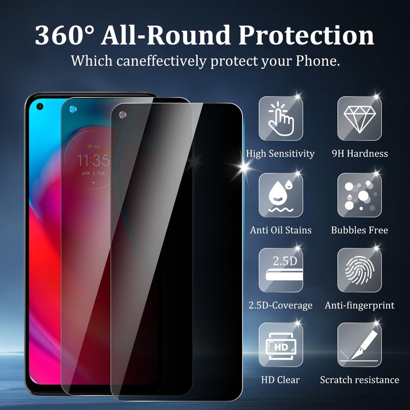 CHRINECY [4 Pack] 2Pack Privacy Screen Protector Compatible for Motorola