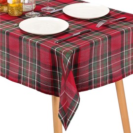 JEMIDI Tablecloth 110 x 140 cm Checked - Garden Tablecloth Tartan Pattern Washable - Outdoor Camping Tablecloth - Red Tablecloth for Christmas - Red Green White Checked