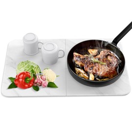 FLOKINICE Foldable Stone Drying Mat for Kitchen Counter, Eco-Friendly Ultra Absorbent Heat Resistant Diatomaceous Earth Sink Tray Mat for Dish Bottles Cups & Pet Bowl (Snow White)