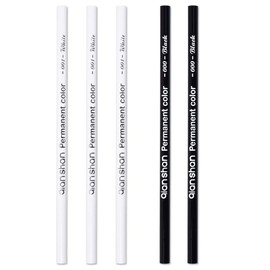 5Pcs Black White Color Pencils - Permanent Color Drawing Pencil Oil-based Wooden Colored Pencils for Artist and Beginner Art Projects, 2 Colors of 3 White, 2 Black