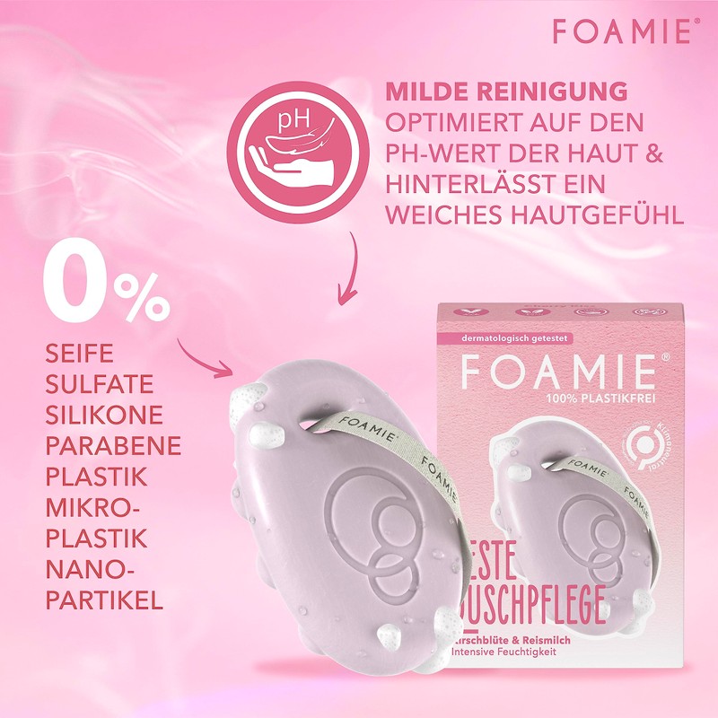 Foamie Cherry Kiss Solid Shower Gel with Cherry Blossom and