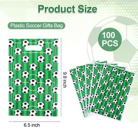 100pcs Soccer Gifts Bags, Plastic Soccer Goodie Bags for Snacks, Candy, or Treats,Football Pouch Party Theme Favor Decor Supplies for Kids Teens Games Sports Events Decorations