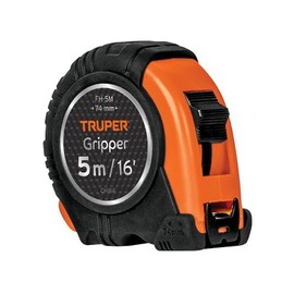 Truper FH-5M, Flexómetro Gripper, contra impacto, 5 m, cinta 19 mm