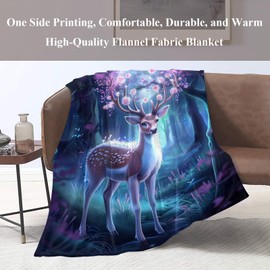 Naniopick Pink Deer Throw Blanket Gifts for Adults Kids, 340GSM Deer Themed Gifts for Girls Boys, 50"x60"Christmas Birthday Gifts for Women Men, Deer Throw Decor for Bedroom Living Room Couch