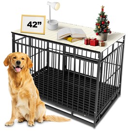 Petmystify Dog Crate Topper with Magnets for 42 Inch Crate - Aluminum Foldable Dog Kennel Topper Decorative Storage Pet Crate Table White (Only Topper)