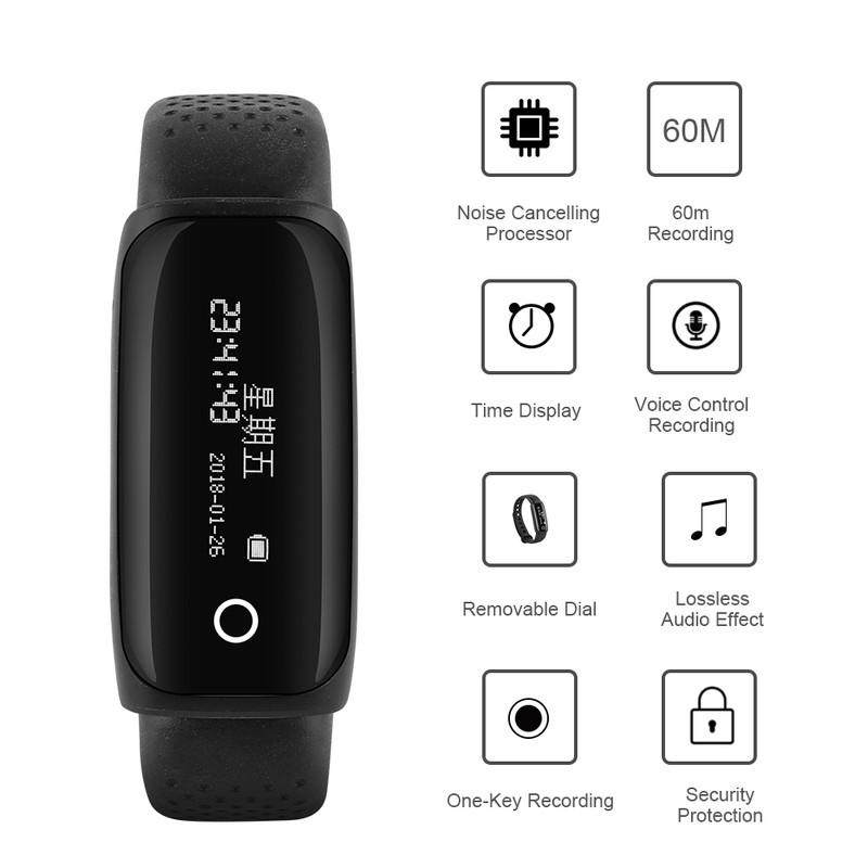 Portable Digital Voice Audio Recorder Smart Sports Bracelet 8G Flash