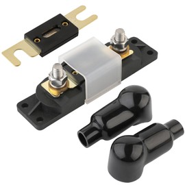 Tiooka 200 Amp ANL Fuse Holder Kit for Marine Automotive Battery Fuse with Cover High Temperature Resistant Black
