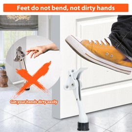 KOVOSCH Kickdown Door Stoppers 4 Inches, Heavy Duty Door Stoppers for Bottom of Door, Door Stop with One Touch and Soft Rubber Tips, White