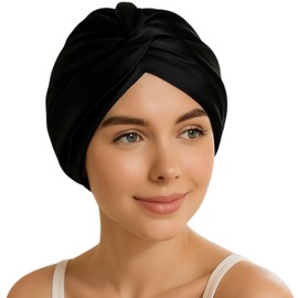 Flortree Seidenhaube zum Schlafen für gesunde Haare über Nacht | Erhält Lockenform, verhindert Frizz & Haarbruch | Für Damen mit Allen Haartypen (Schwarz)