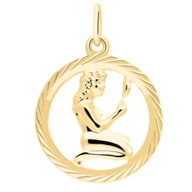 MyGold Zodiac Sign Pendant (Without Chain) Yellow Gold 333 Gold (8 Carat) Diameter 15 mm Round Star Sign Horoscope Constellation Pendant Gavno MOD-04433, 8 Carat (333) Yellow Gold, Virgin