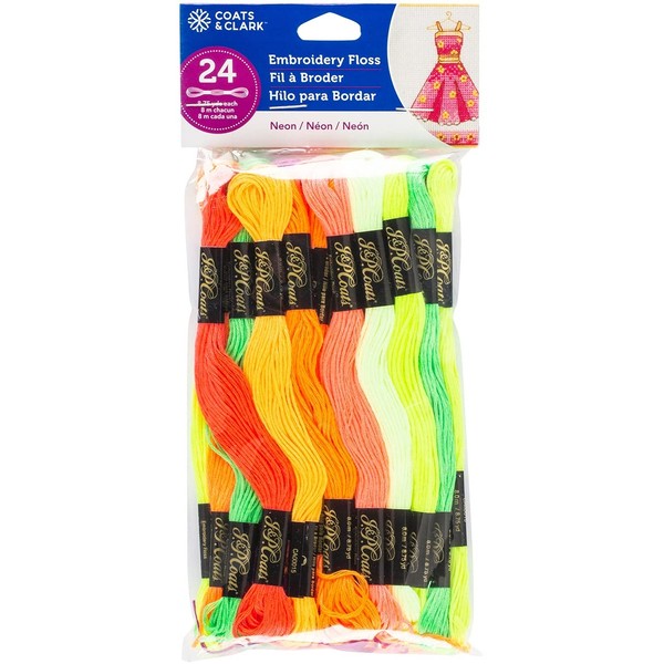 Coats & Clark 6-Strand Embroidery Floss Pack 24/Pkg-Neons