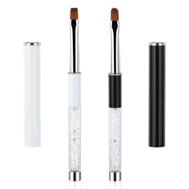 Grevosea 2 Pcs Gel Nail Brush,Nail Art Brushes Nail Art Clean Up Brush Nail Painting Brush Oval Flat Polish Nail Art Design Pen Painting Tools for Home Manicures and Professional Nail Salons