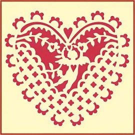 Lace Heart Stencil - 8" x 7.5" Romance Love Valentine Heart Happy Valentine's Day Reusable Laser Cut Mylar Template Painting Home Decor Crafts - The Artful Stencil