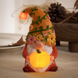 DN DECONATION Autumn Gnome Figurine with Light