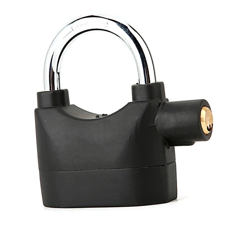 Black Anti Theft Security Padlock Waterproof Siren Alarm Lock for