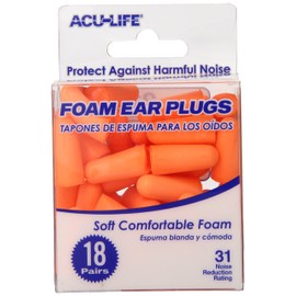 Acu-Life Ear Plugs (18 Pair) | Ear Plugs for Sleeping, Snoring, Loud Noise, Concerts, Construction, Studying & Traveling | NRR 31