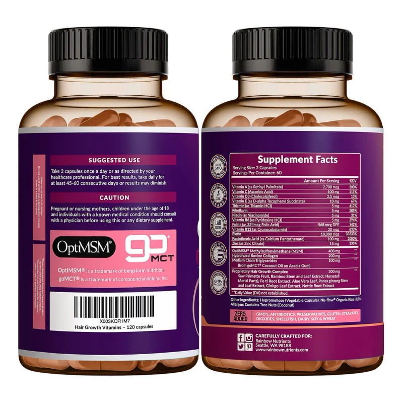 Vitaminas Para El Crecimiento Del Cabello, Rainbow Nutrients