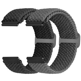 Acortjl Braided Solo Loop Watch Band - Choice of Width -18mm 19mm 20mm 22mm 24mm, Quick Release Braided Replacement Wristband Nylon Stretchy Watch Straps for Men Women, 2PCS