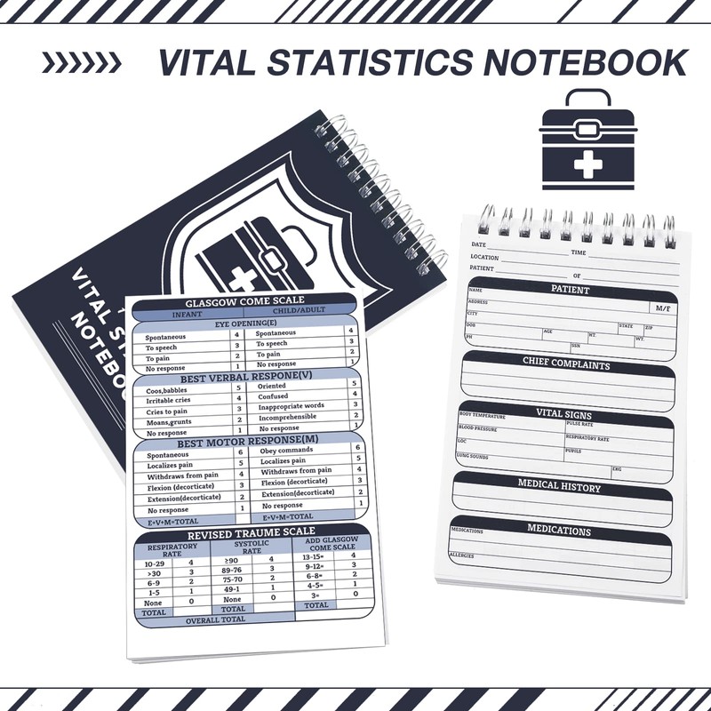 Glenmal 6 Pack First Responders Vital Statistics Notebook Medical Notebook