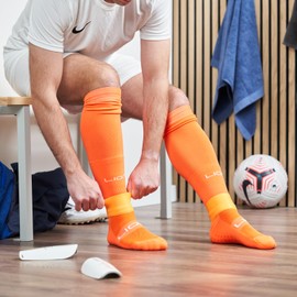 Soccer Grip Socks In Both Youth And Adult Sizes - Variety Of Colours To Match Your Team Uniform & Sleeve Socks - Great Accessory To Go With Mini Shin Guards And Sleeve Socks - Orange - Adult