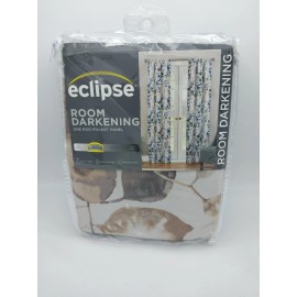 Eclipse Paige Birch Woven Floral 37 in. W X 84 in. L Rod Pocket Blackout Curtain