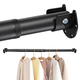 Closet Rods For Hanging Clothes,17-69 Inches Stepless Spring Adjustable Closet Rod With bracket U-shaped,1.3 Inches Heavy Duty Closet Hanging Rod For Wardrobe,Laundry room,Bathroom And Windows