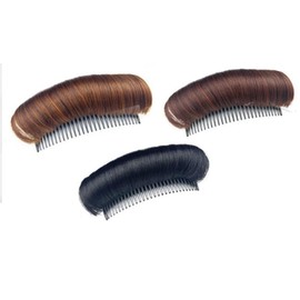 3 Pieces Invisible False Hair Clips, Increased Pad Bump It Up Volume Hair Base Fluffy Styling Insert Tool for Women Girls (Natural black+dark brown+light brown, One Size)
