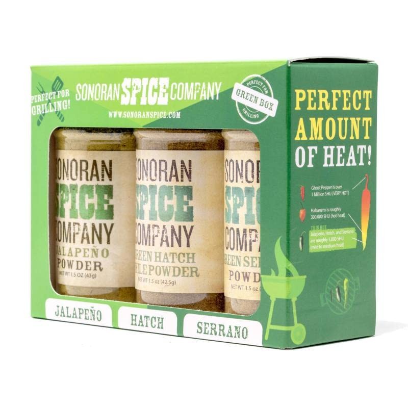 Serrano, Hatch Green Chile, Jalapeno Powder Gift Set 1.5 Oz